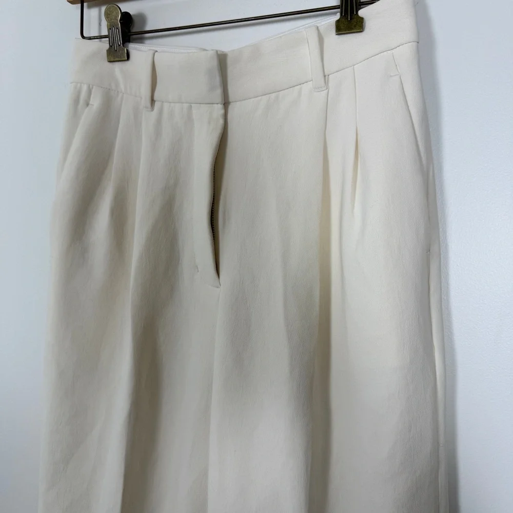 Aritzia Wilfred Effortless Pant 25” inseam Ivory Wide Leg Trouser Size 6 NWOT - Picture 6 of 9